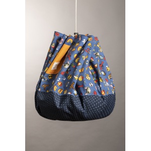 sac à jouets de rangement jean coton et polyester enfants à partir de 3 ans